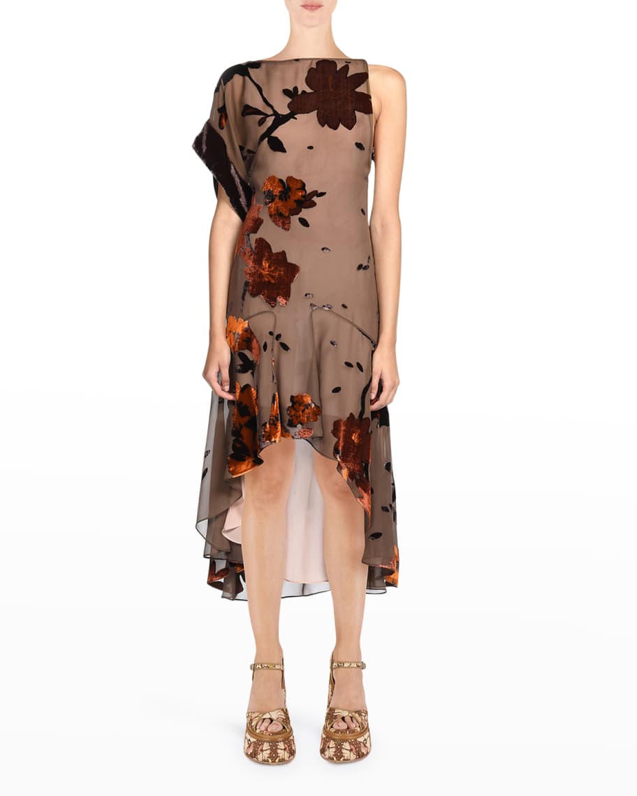 Dsquared2 Devore Asymmetric Floral Dress Neiman Marcus