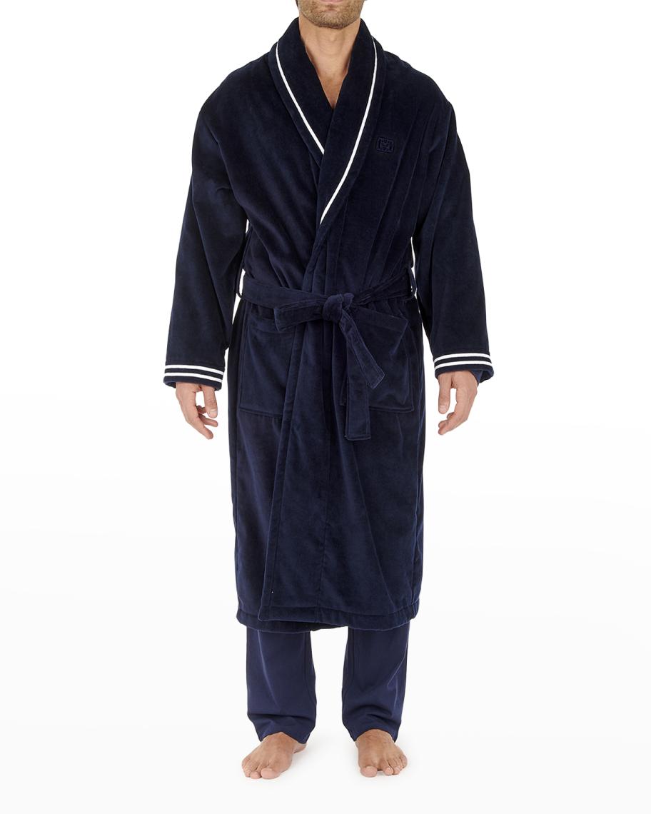 HOM Men's Estaque Piped Cotton Robe | Neiman Marcus
