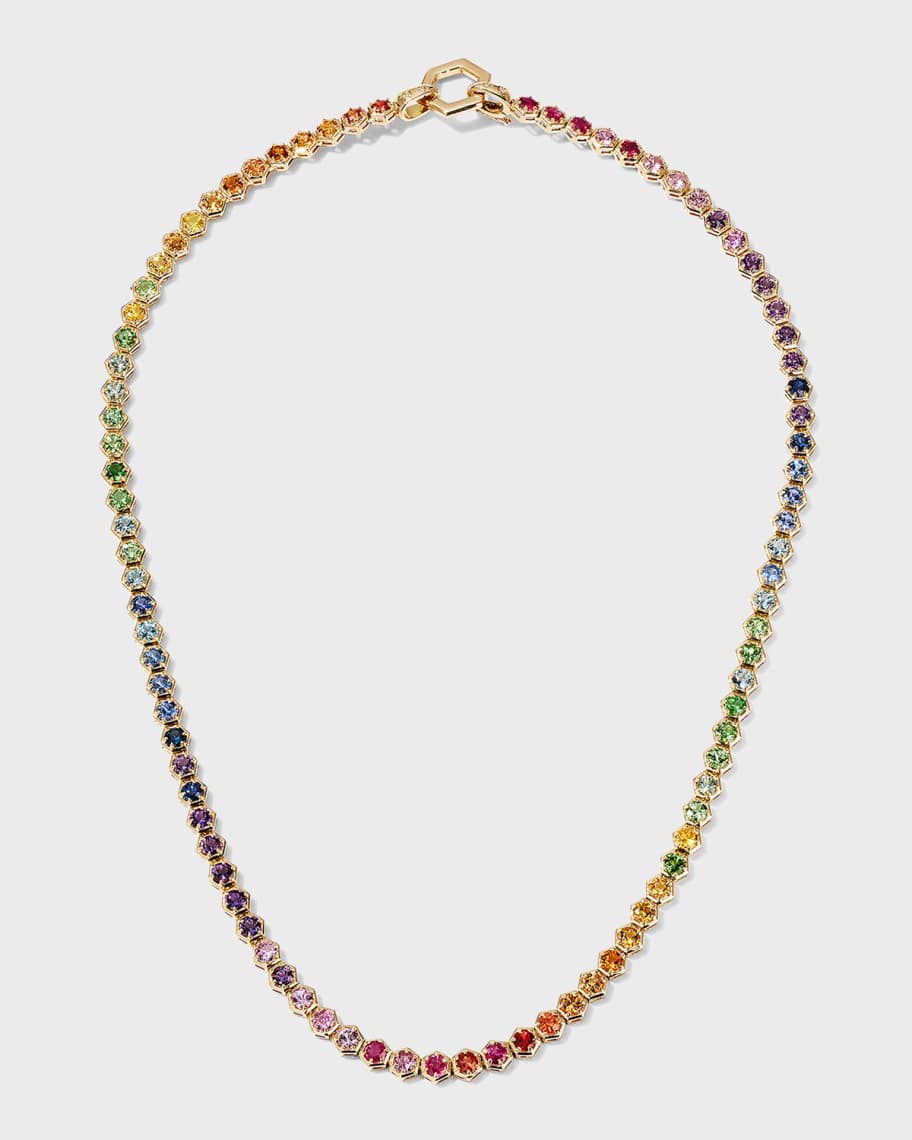 Rainbow Crystal + White Crystal LV Button Necklaces - Designer Button  Jewelry