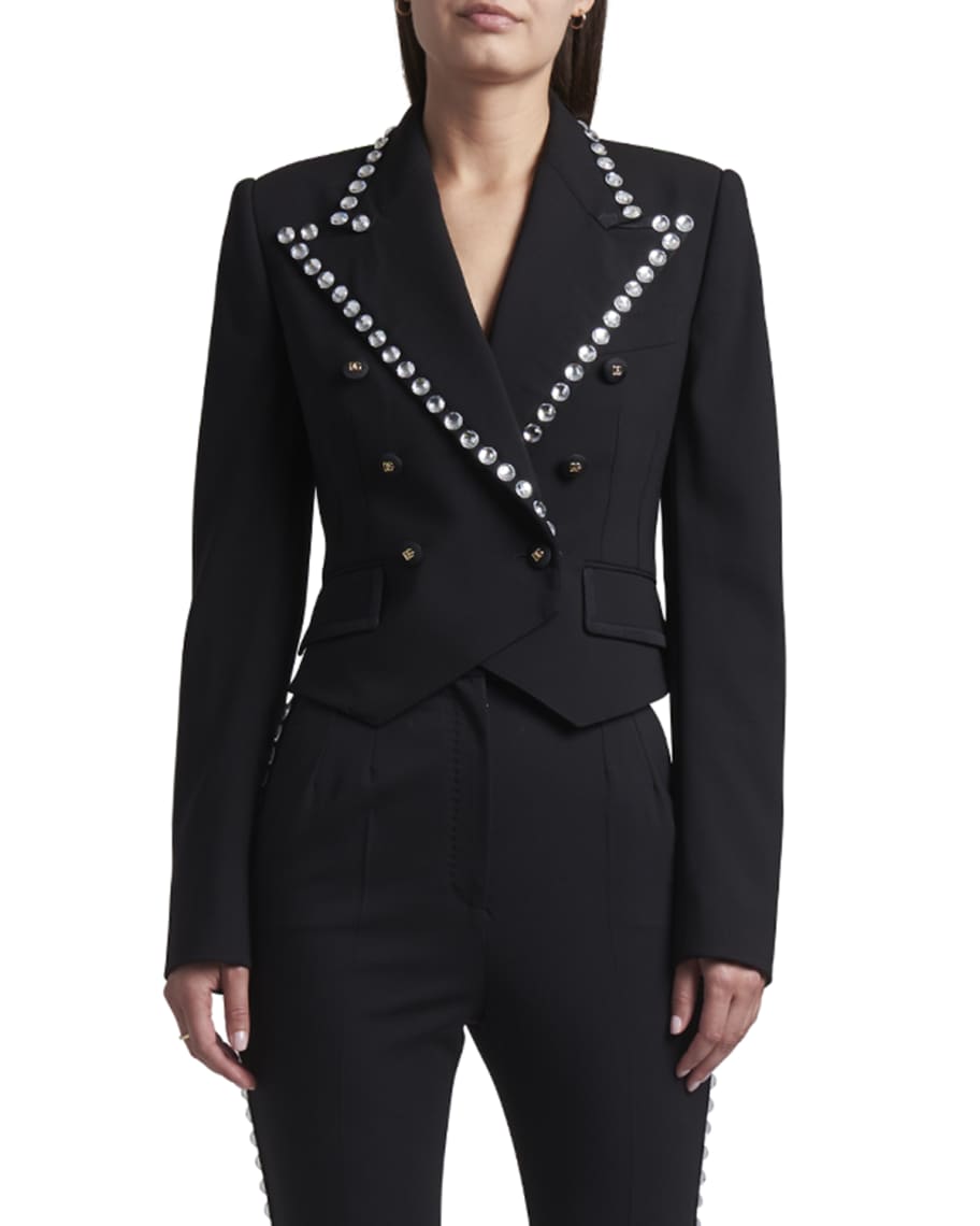 Dolce & Gabbana Black Crystal Double Breasted Blazer Jacket main image 0