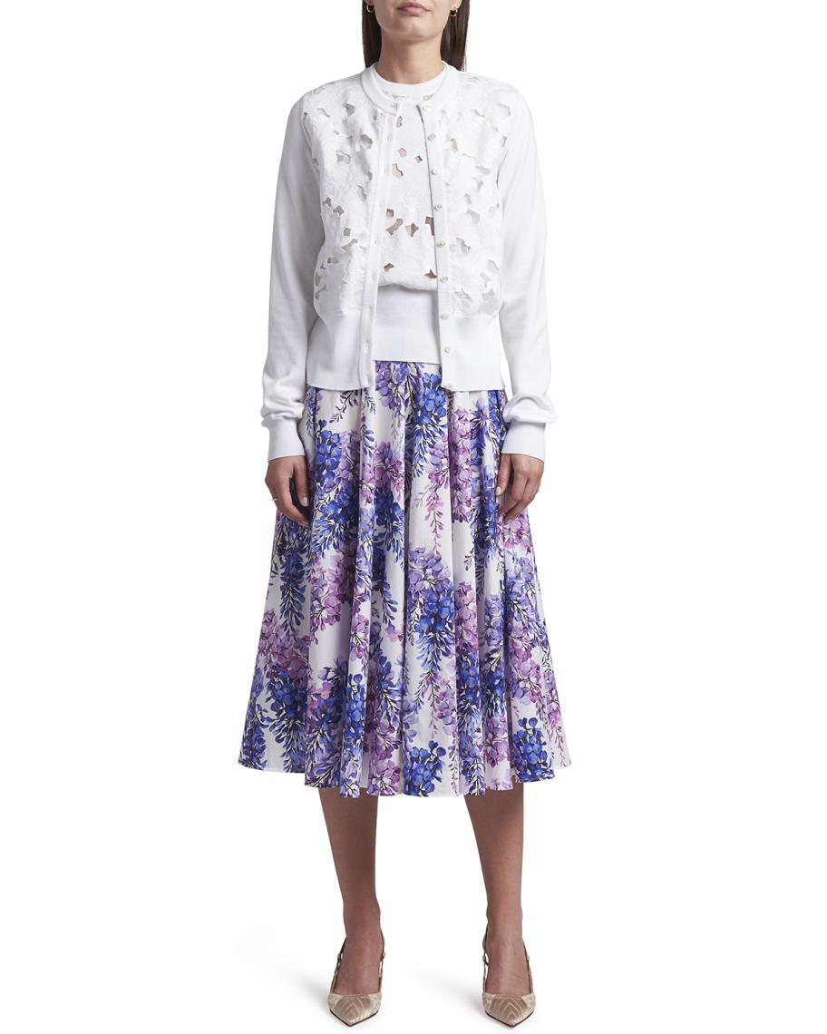 Cardigan Blanc Dolce & Gabbana Taille 42, Tricot Serré Avec Motif Floral - Occasion En Parfait état