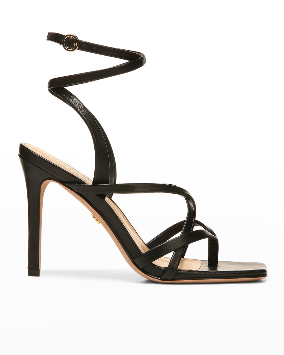 Veronica Beard Abriella Strappy Ankle-Wrap Thong Sandals | Neiman Marcus