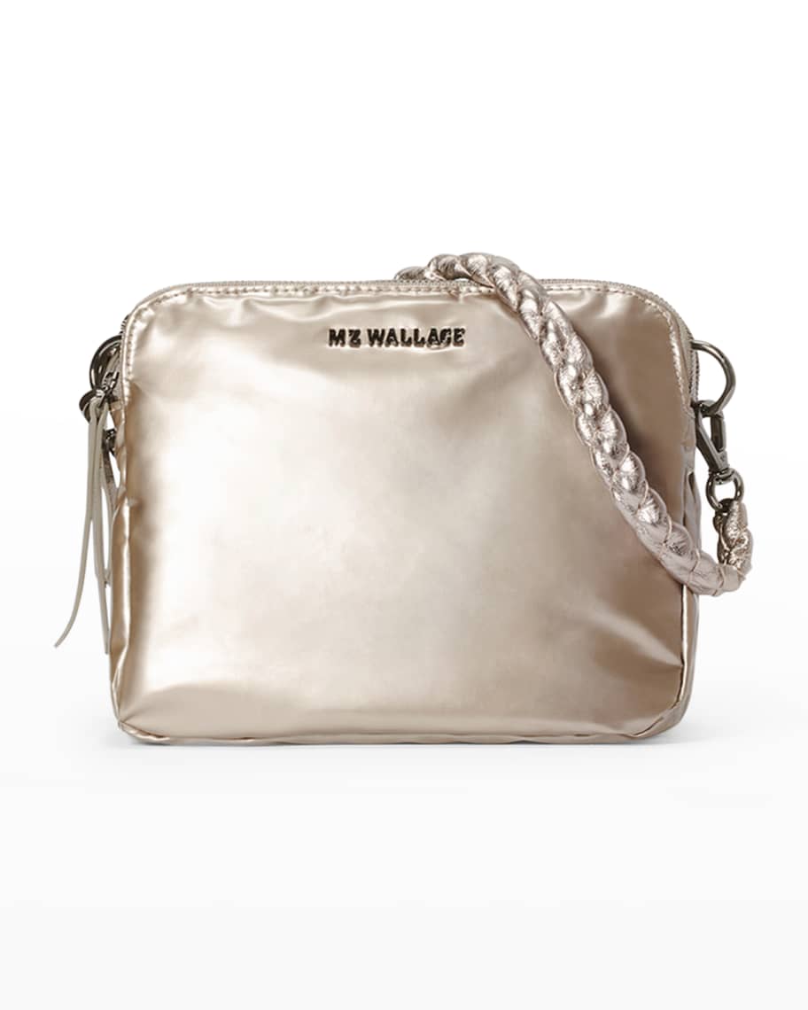 MZ Wallace Silver Blue Bowery Crossbody Sling Bag