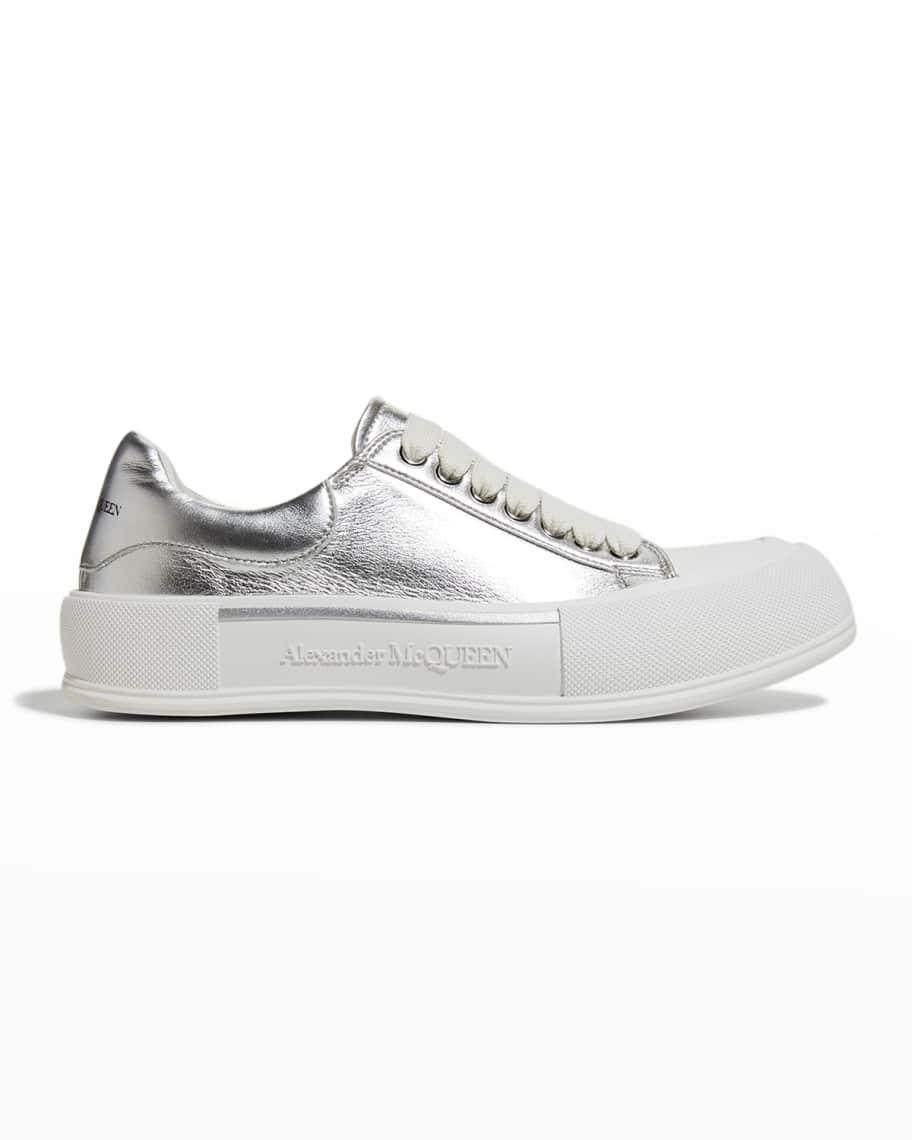 McQueen Men's Metallic Fabric Low-Top Sneakers | Neiman Marcus