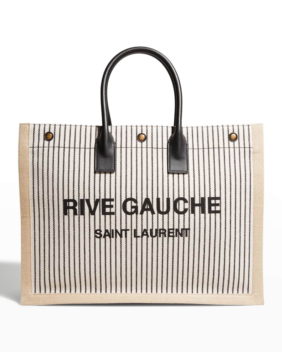 NATURAL COTTON AND LINEN RIVE GAUCHE TOTE BAG