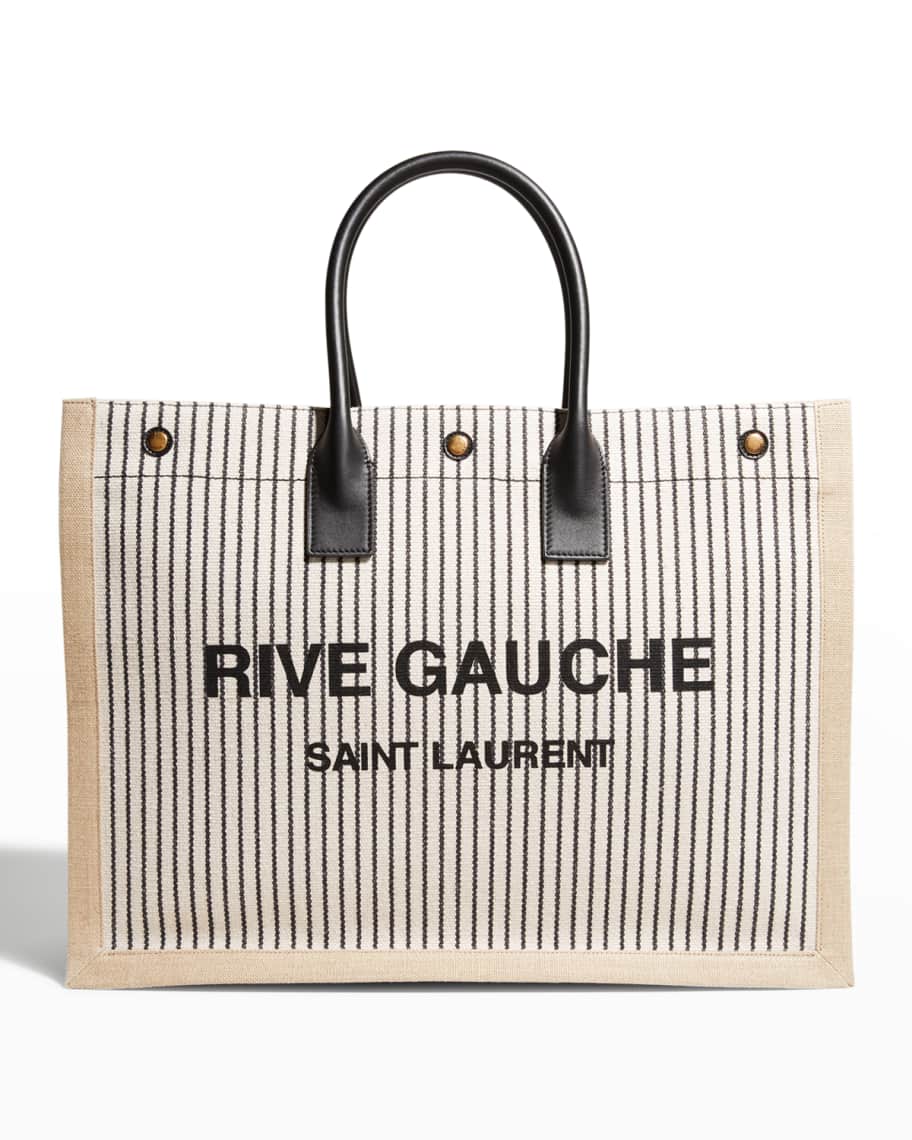 Saint Laurent Rive Gauche Striped Canvas Tote Bag Neiman Marcus
