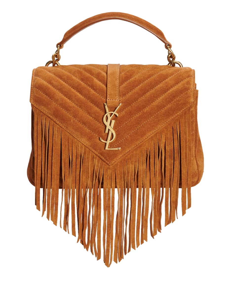 Saint Laurent Black Fringed Suede and Leather La Boheme Shoulder Bag Saint  Laurent Paris