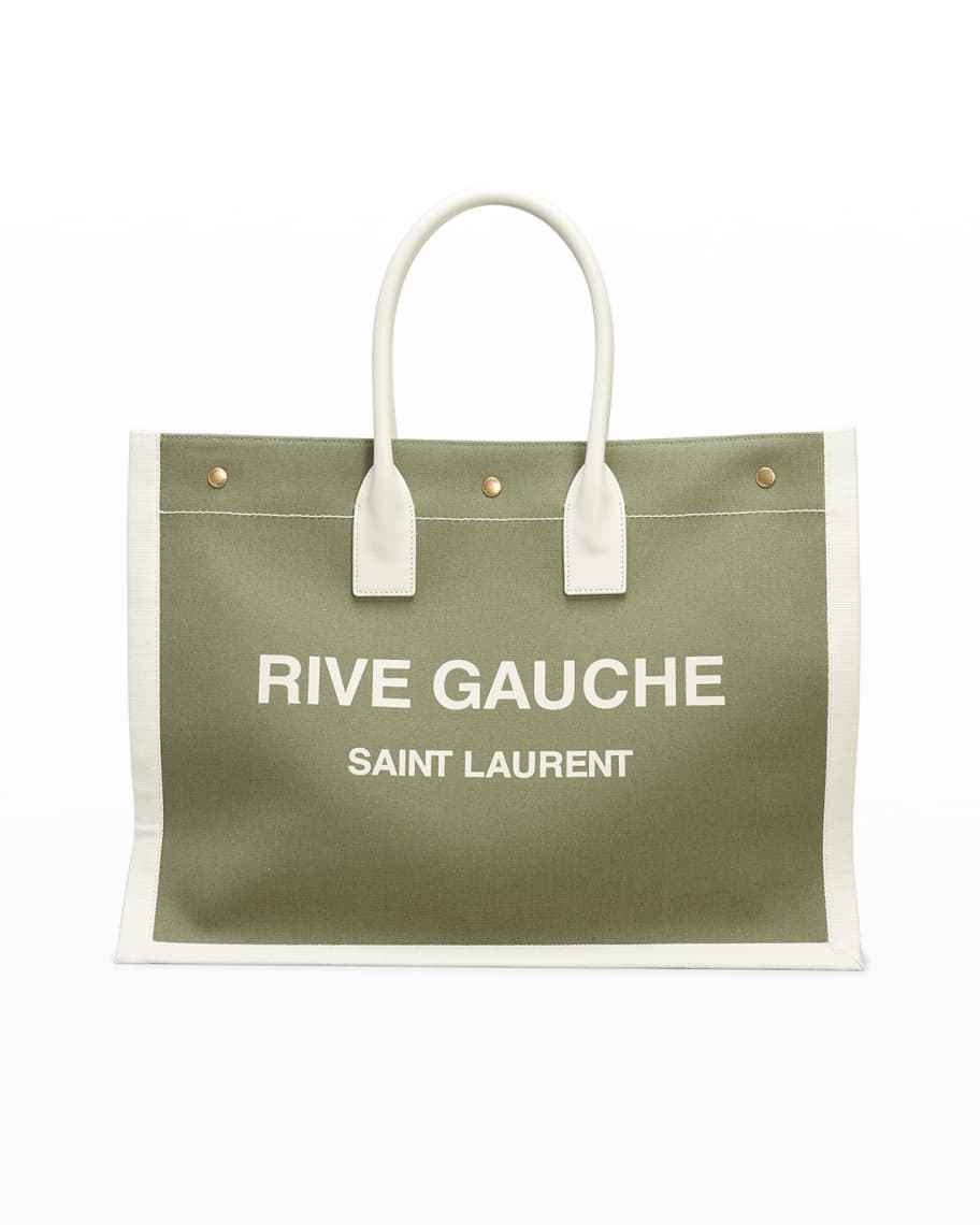 Saint Laurent Rive Gauche Small Canvas Tote Bag | Neiman Marcus