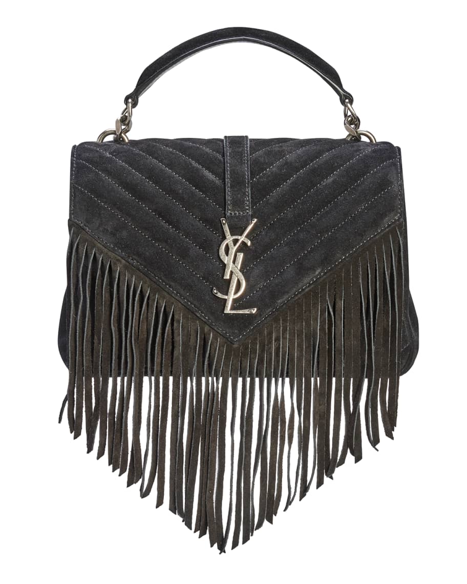 Saint Laurent Black Fringed Suede and Leather La Boheme Shoulder Bag Saint  Laurent Paris