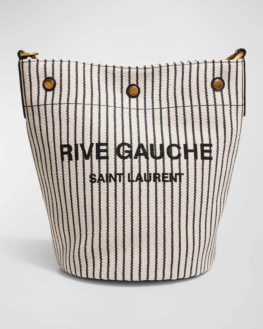 【SAINT LAURENT】STRIPE BUCKET BAG SAINT LAURENT Canvas Smooth Calfskin Le Monogramme Striped