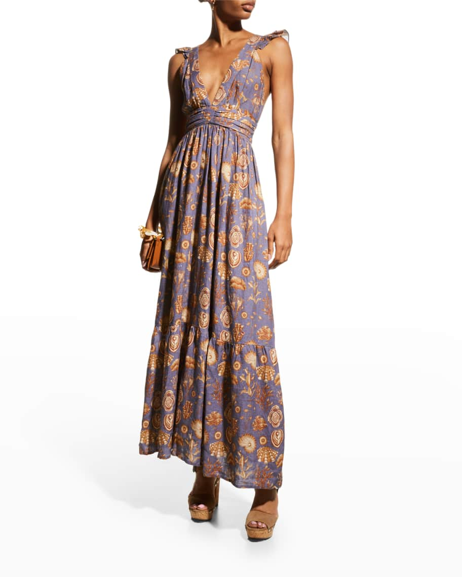 Carolina K Penelope Flutter Tiered Maxi Dress | Neiman Marcus