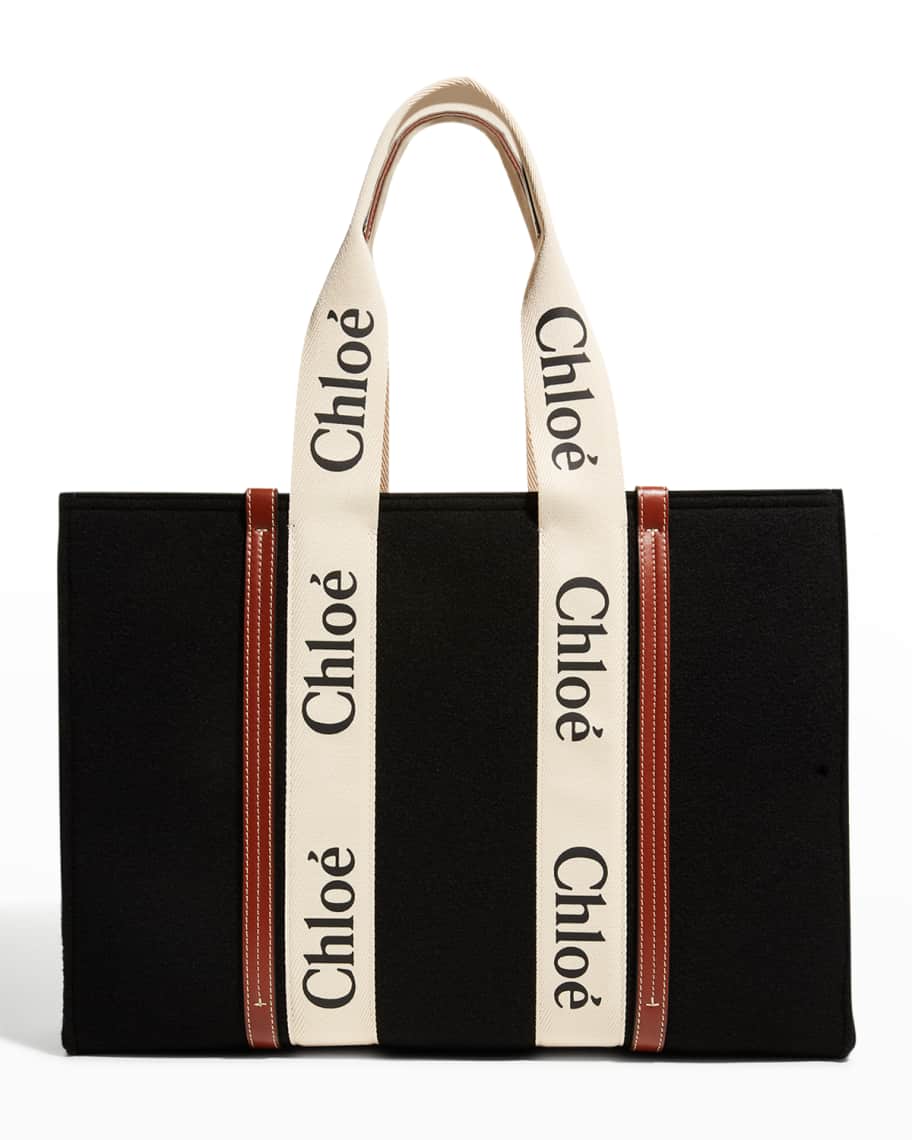 Chloe Woody Large Recycled Wool Tote Bag | Neiman Marcus