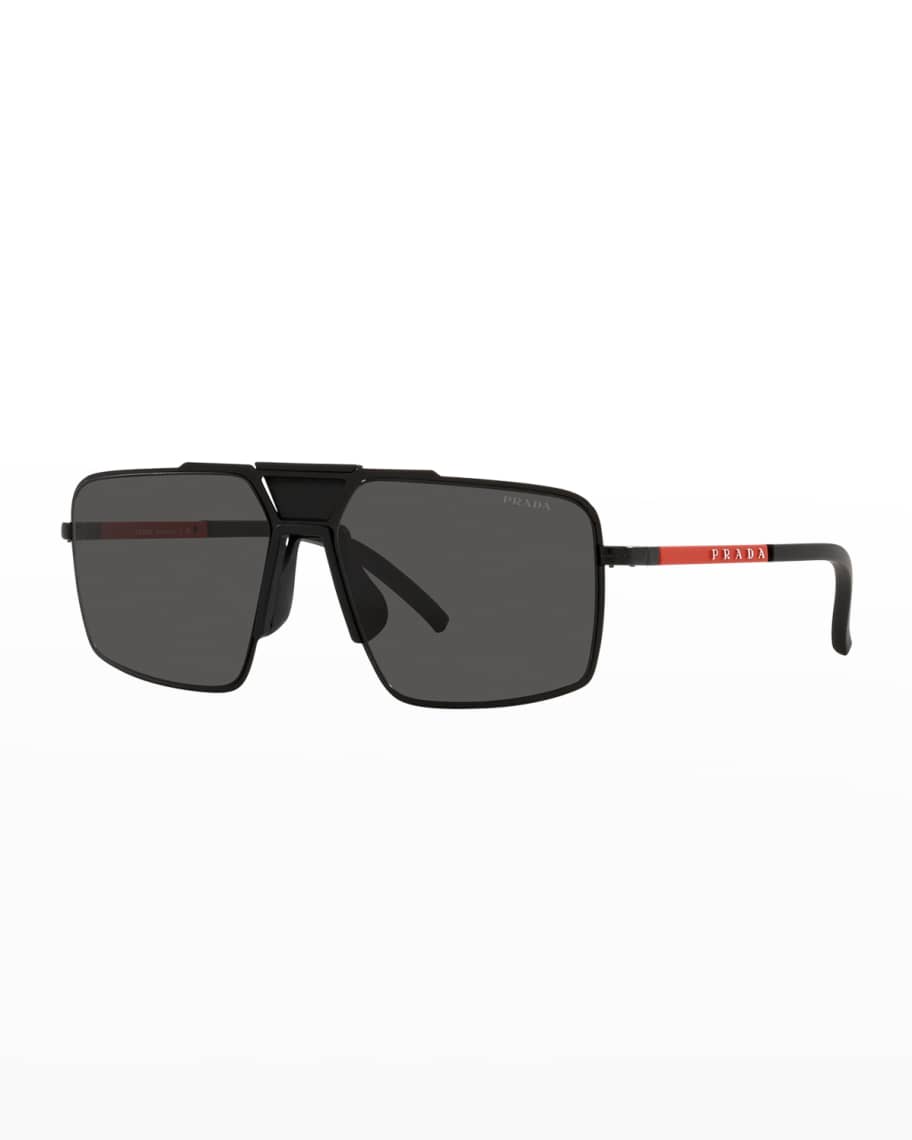 Prada Sport Men's Metal Rectangle Logo Sunglasses Neiman Marcus