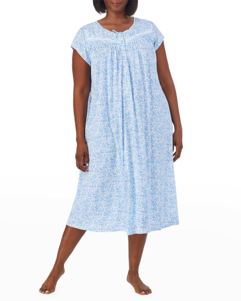 Eileen West Plus Size CapSleeve Printed Jersey Nightgown Neiman Marcus