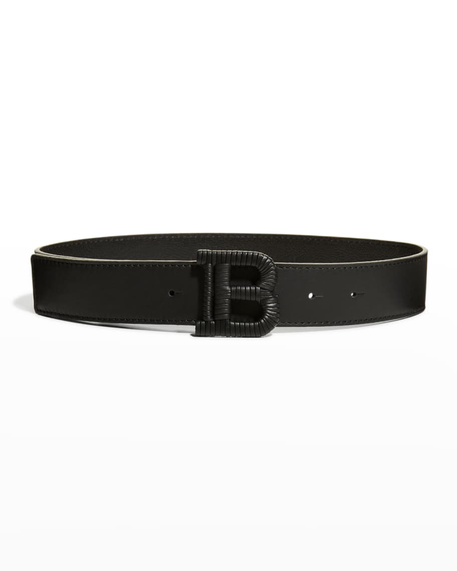 Balmain Kid's Tonal Logo Leather Buckle Belt, Size 4-16 | Neiman Marcus