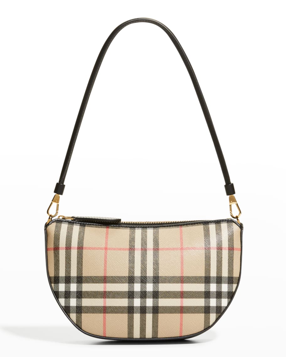 Olympia Pouch Checked Shoulder Bag in Beige - Burberry