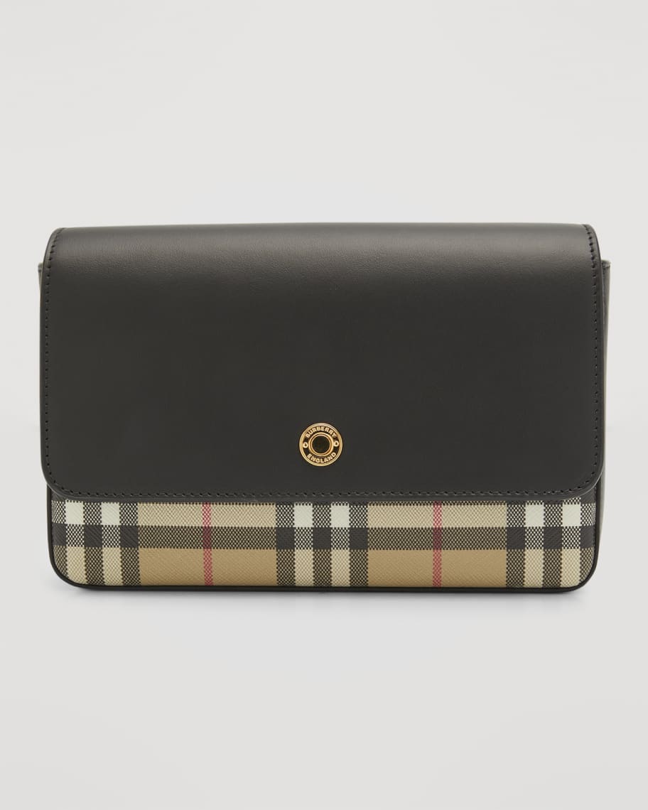 Burberry Hampshire Vintage Check Canvas & Leather Crossbody Bag