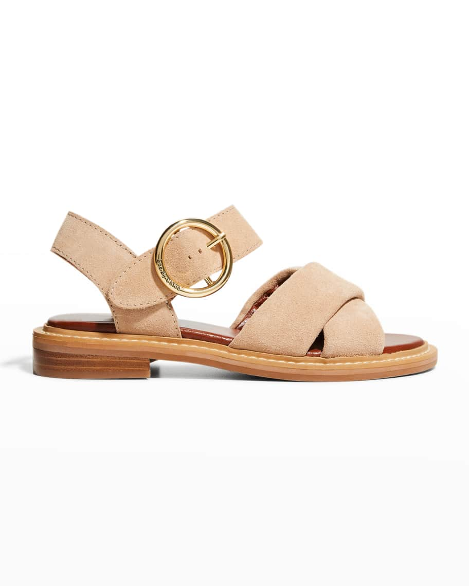 betale sig bringe handlingen mord See by Chloe Lyna Suede Flat Sandals | Neiman Marcus