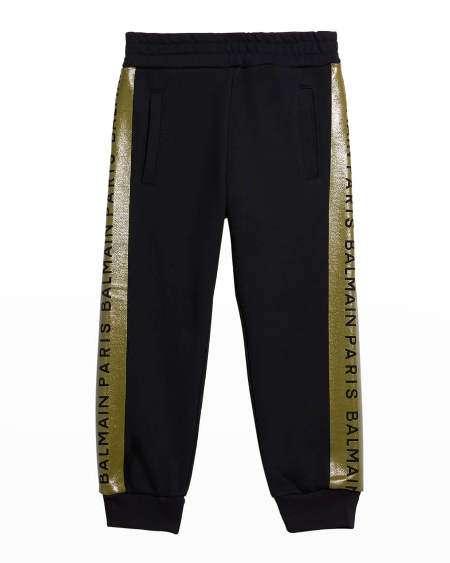 Balmain Boy's Metallic Logo Jogger Pants, Size 4-10 | Neiman Marcus