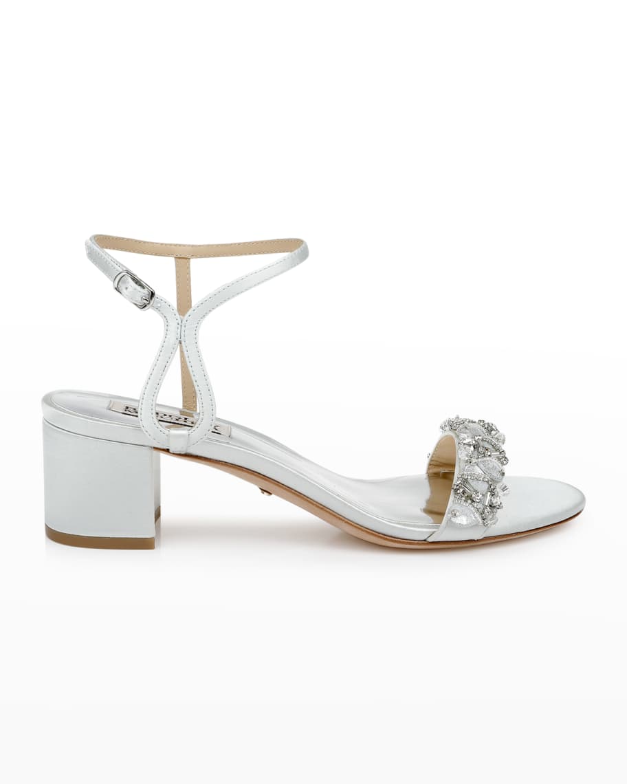 Badgley Mischka Tanessa Satin Ankle-Strap Sandals | Neiman Marcus