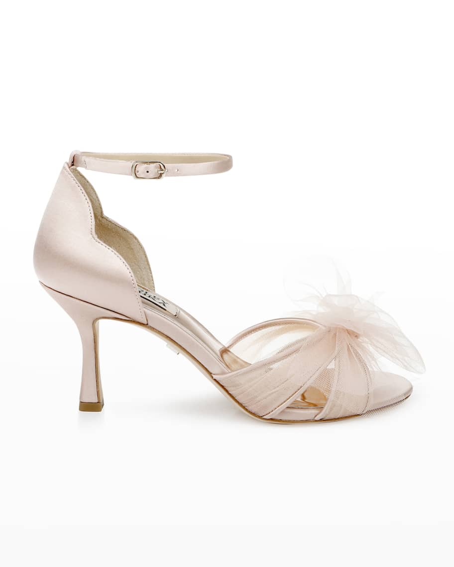 Badgley Mischka Terris Tulle Bow AnkleStrap Sandals Neiman Marcus