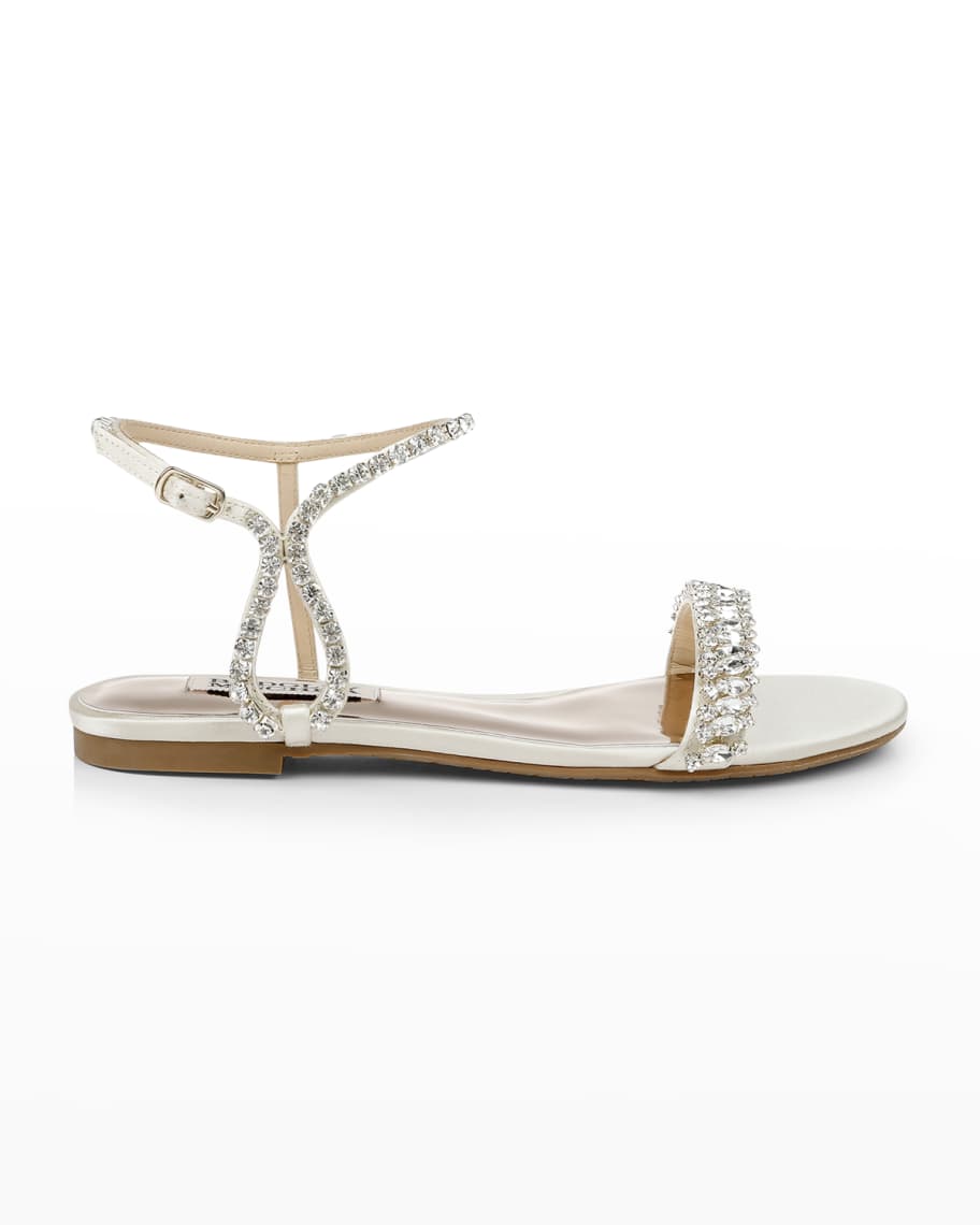 Badgley Mischka Thora Crystal Satin Ankle Strap Sandals Neiman Marcus