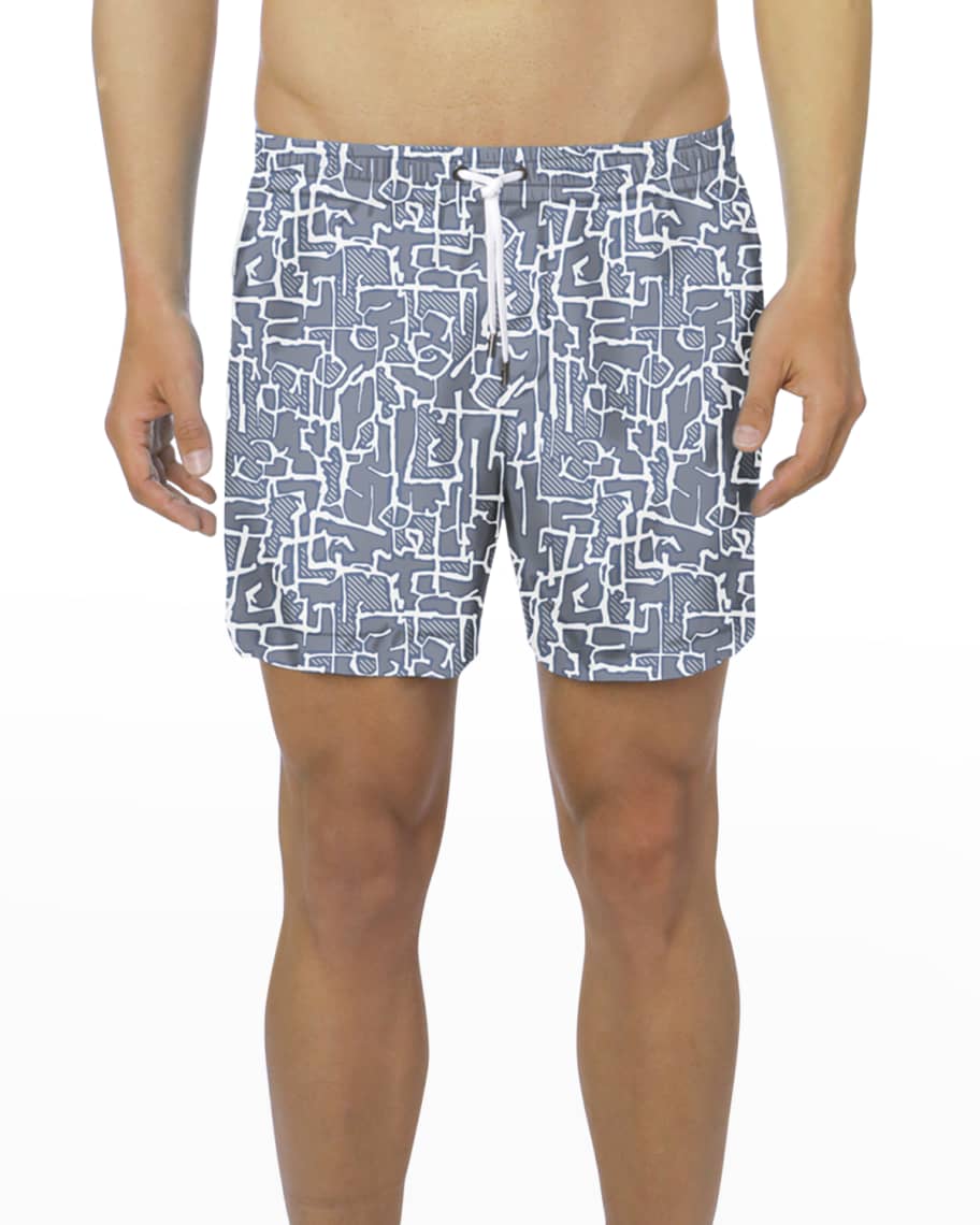 ZEGNA Men's Patterned Swimming Trunks Neiman Marcus