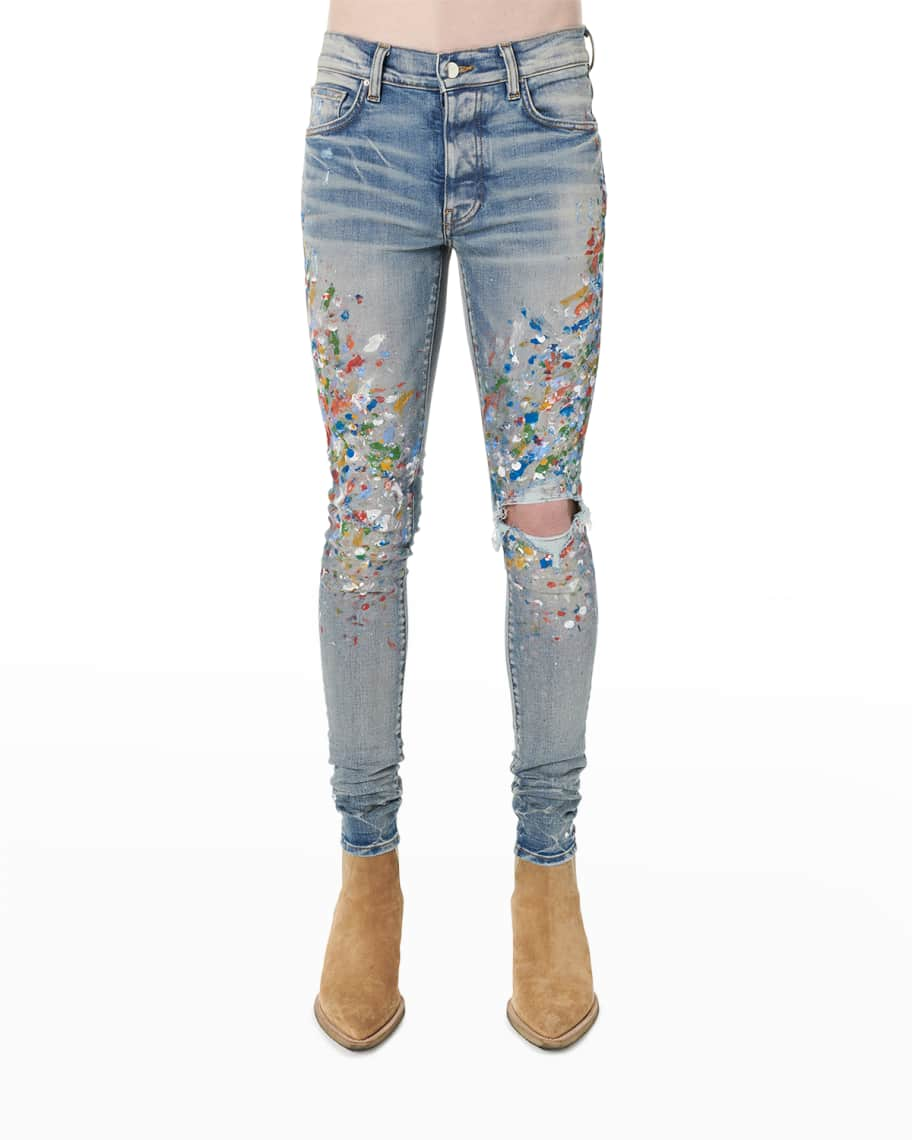 Amiri Slim Fit Distressed Paint Splatter Jeans - from clothing7998