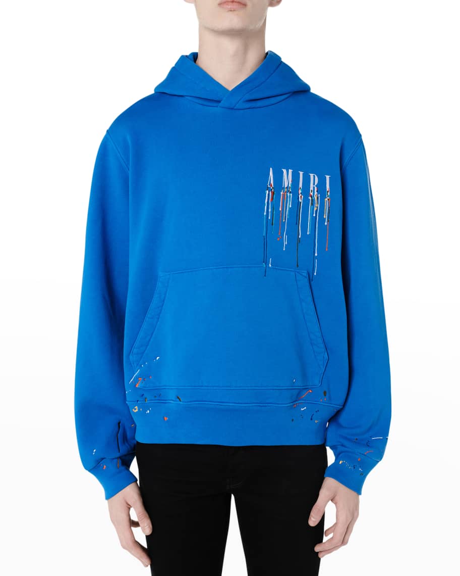 Amiri Men's PaintDrip Embroidered Logo Hoodie Neiman Marcus