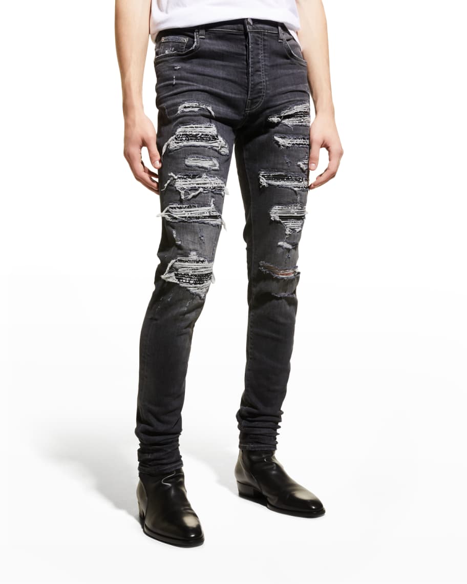 Amiri Men's Bandana Patchwork Thrasher Jeans | Neiman Marcus