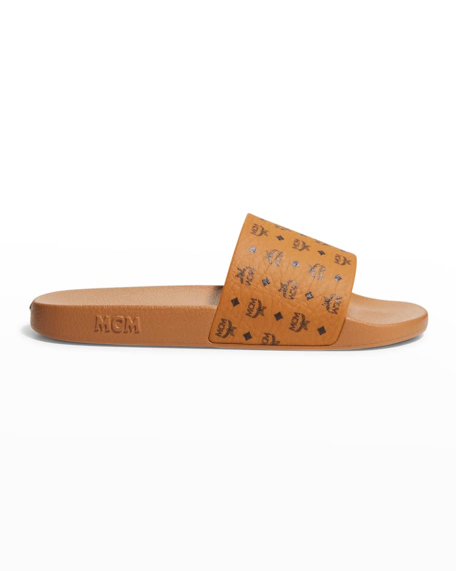 MCM Men s Monogram Logo Slide Sandals Neiman Marcus