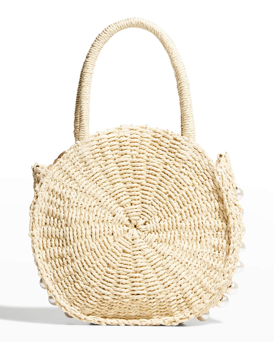 BTB Los Angeles Mia Straw Pearly Crossbody Tote Bag | Neiman Marcus