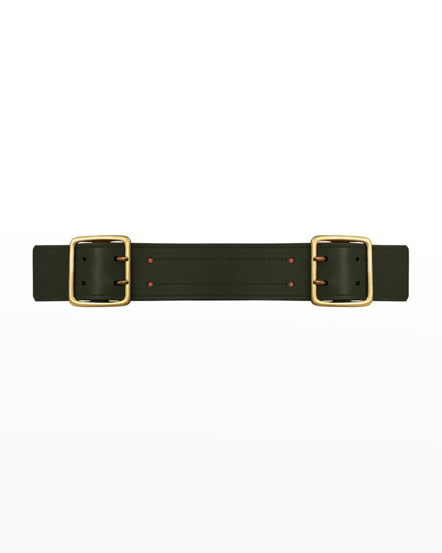 Vaincourt Paris La Radieuse Double-Buckle Leather Belt | Neiman Marcus