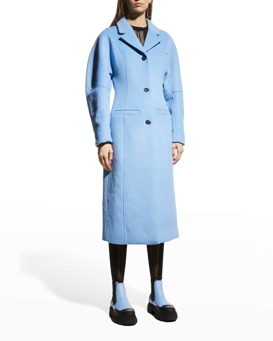 Ganni BalloonSleeve Wool Coat Neiman Marcus