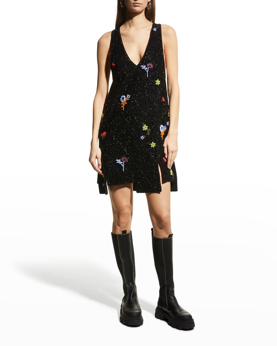新品　GANNI V-neck Panel Mini Dress ワンピース nm_4230092_100106_m