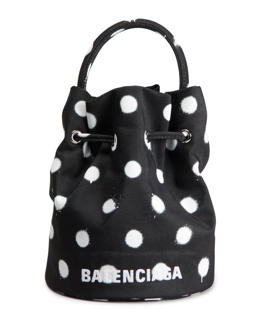 Balenciaga Wheel Polka-Dot Drawstring Bucket Bag