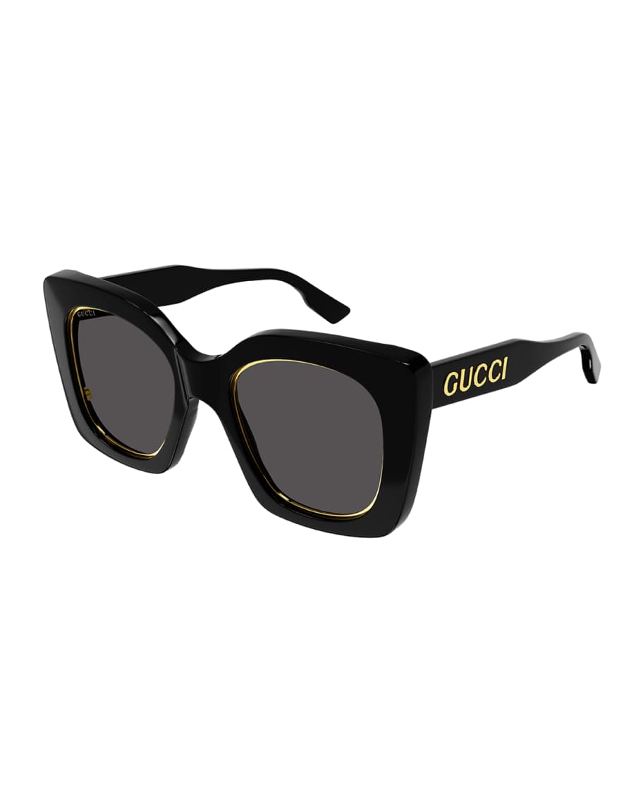 Gucci Logo Acetate Butterfly Sunglasses | Neiman Marcus