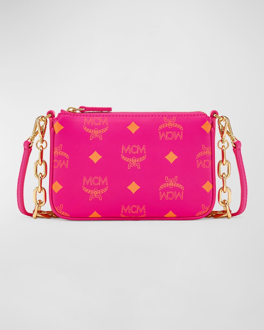 Mcm mini color splash logo pouch on chain clearance