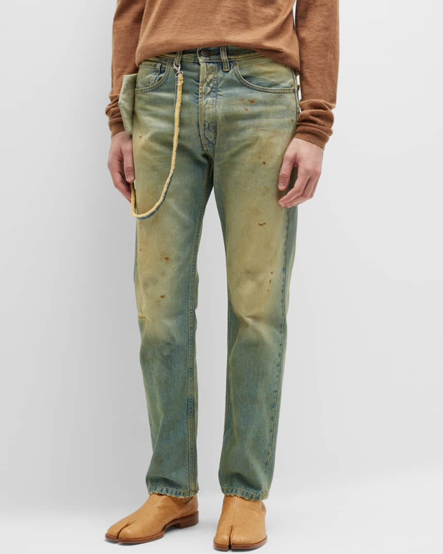 Maison Margiela Men's Dirty Wash Straight-Leg Jeans | Neiman Marcus