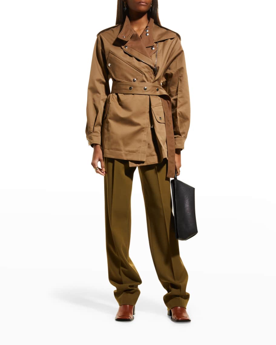 Victoria Beckham Bicolor Short Trench Jacket | Neiman Marcus