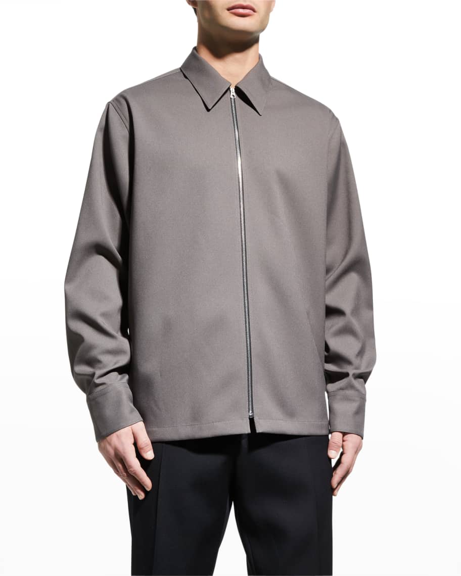 Jil Sander Men's Gabardine Full-Zip Shirt Jacket | Neiman Marcus