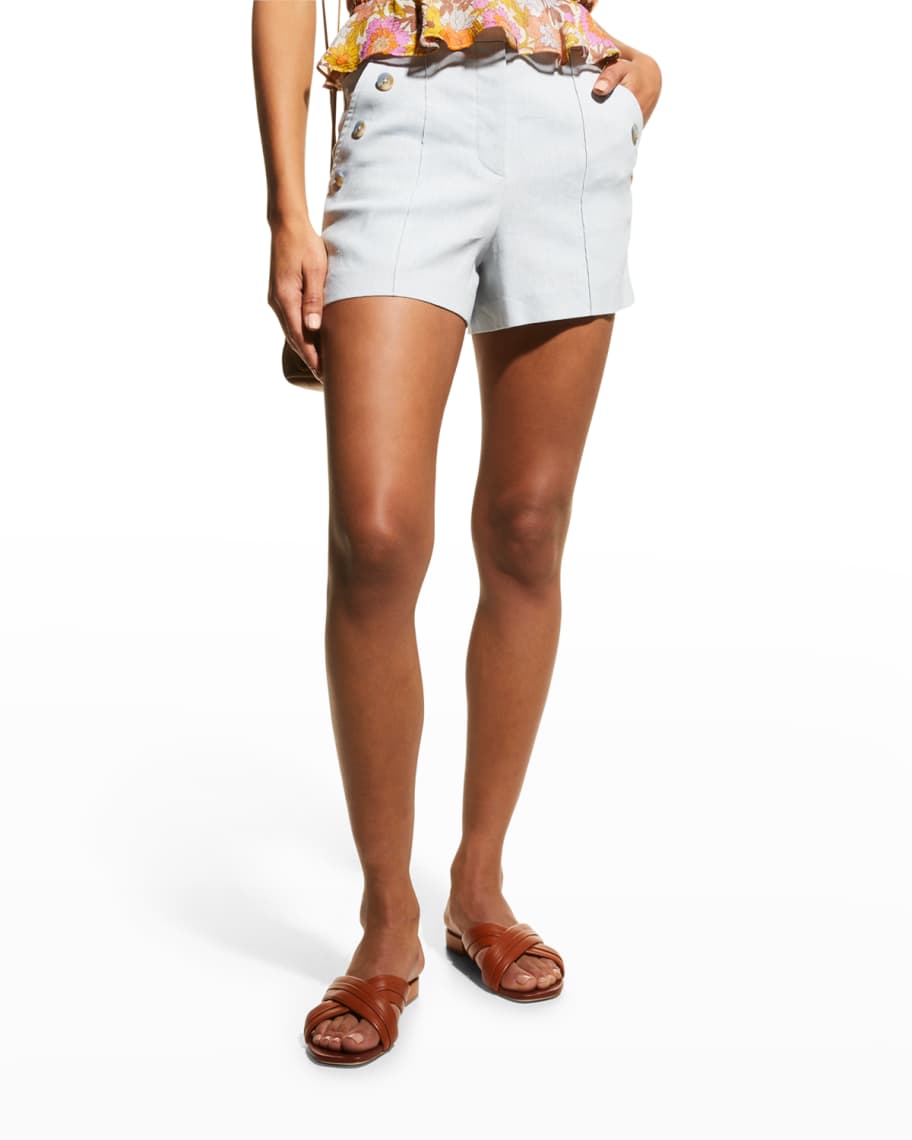 Veronica Beard Pine Button Shorts | Neiman Marcus