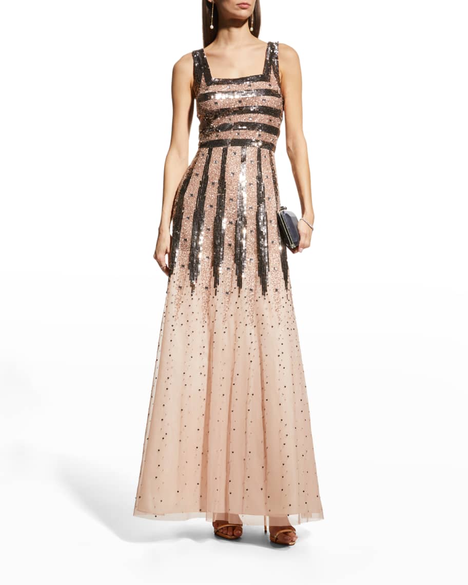 Aidan Mattox SequinEmbellished SquareNeck Gown Neiman Marcus