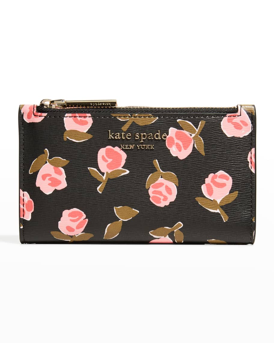 kate spade new york spencer ditsy rose small slim bifold wallet
