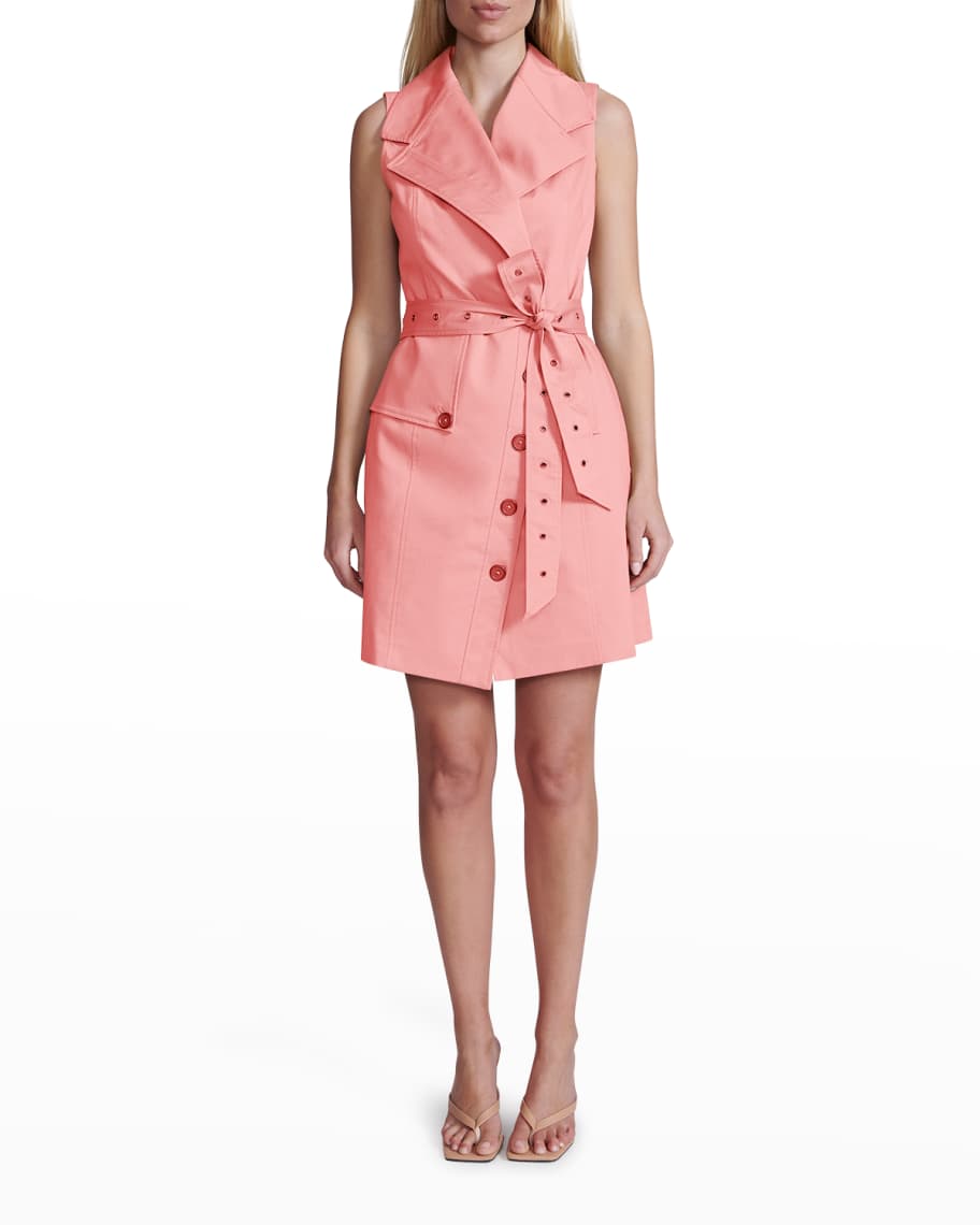 Toccin Twill Trench Wrap Dress w/ Belt | Neiman Marcus