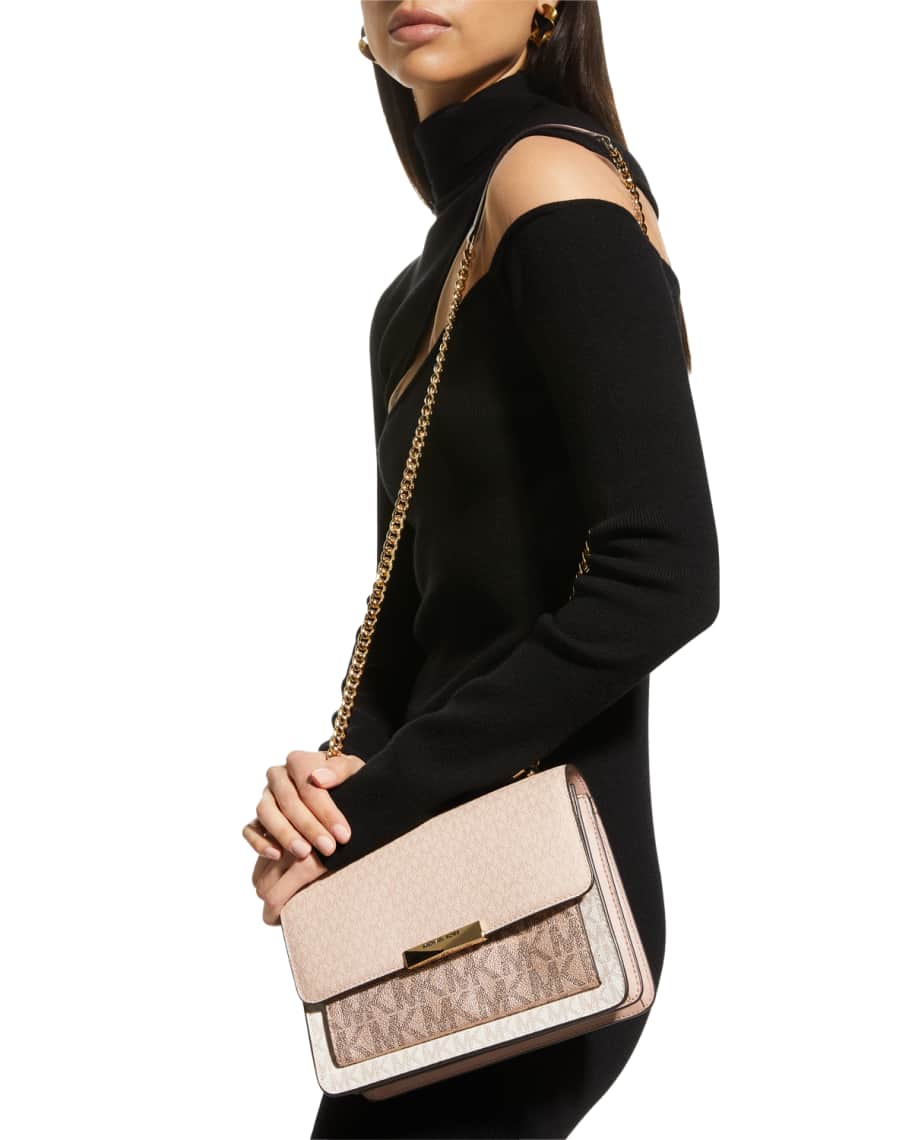 Michael Kors Jade Large Gusset Black And Optic White Shoulder Bag, Shoulder Bags, Clothing & Accessories