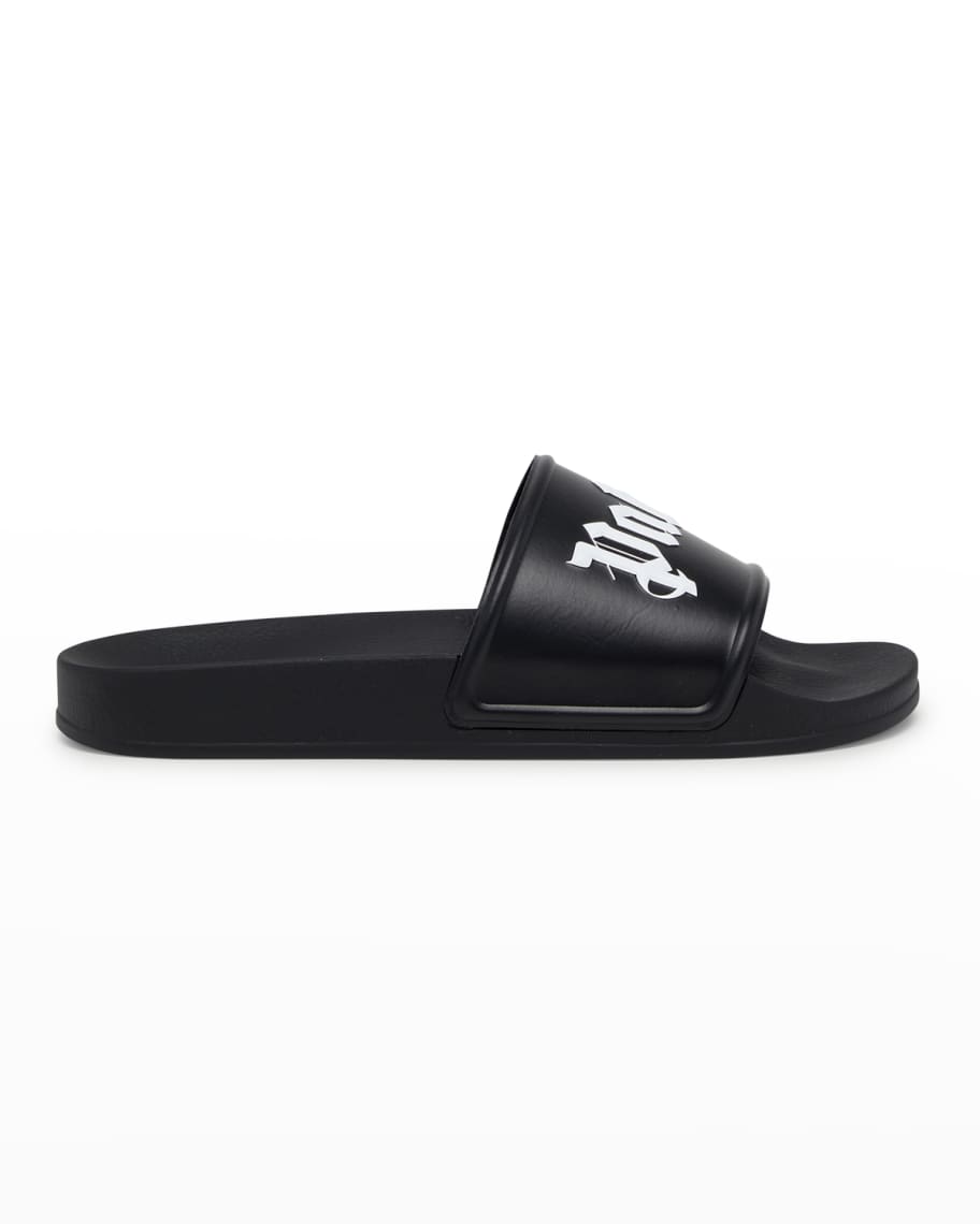 Palm Angels Logo Pool Slide Sandals | Neiman Marcus