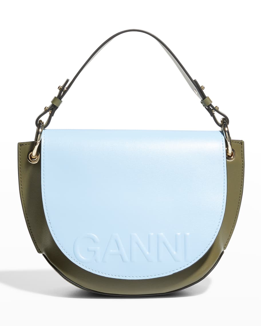 Ganni Banner Recycled Leather Crossbody Saddle Bag Neiman Marcus