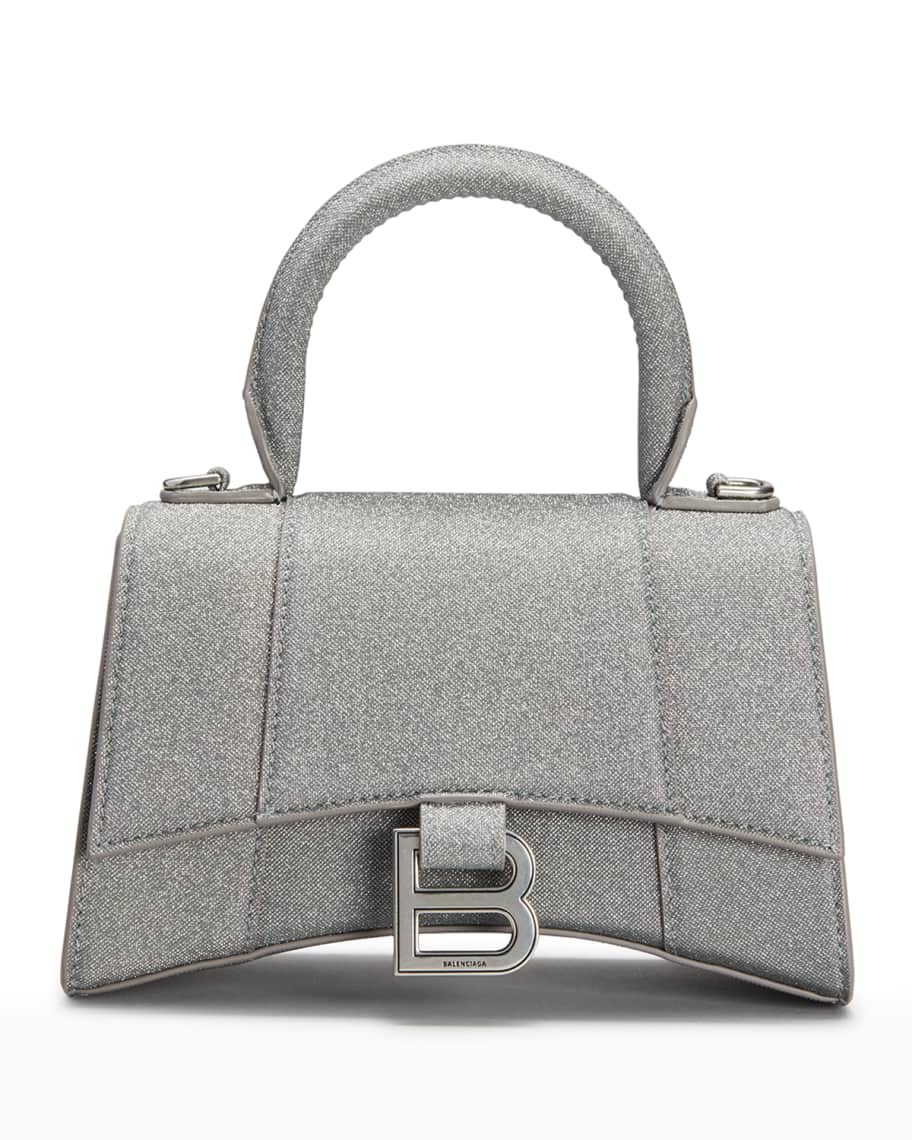 Balenciaga Silver Hourglass Xs Mock Croc Top Handle Bag in Gray