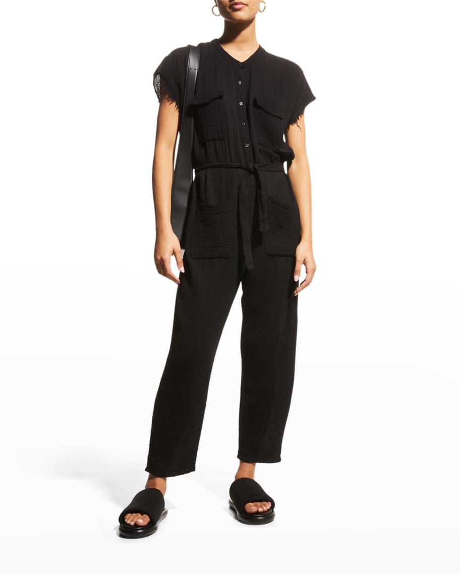 Monrow Gauze Relaxed Jumpsuit Neiman Marcus